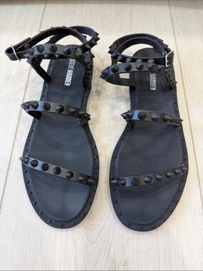 Steve Madden Women's Black Studded Strappy Sandals